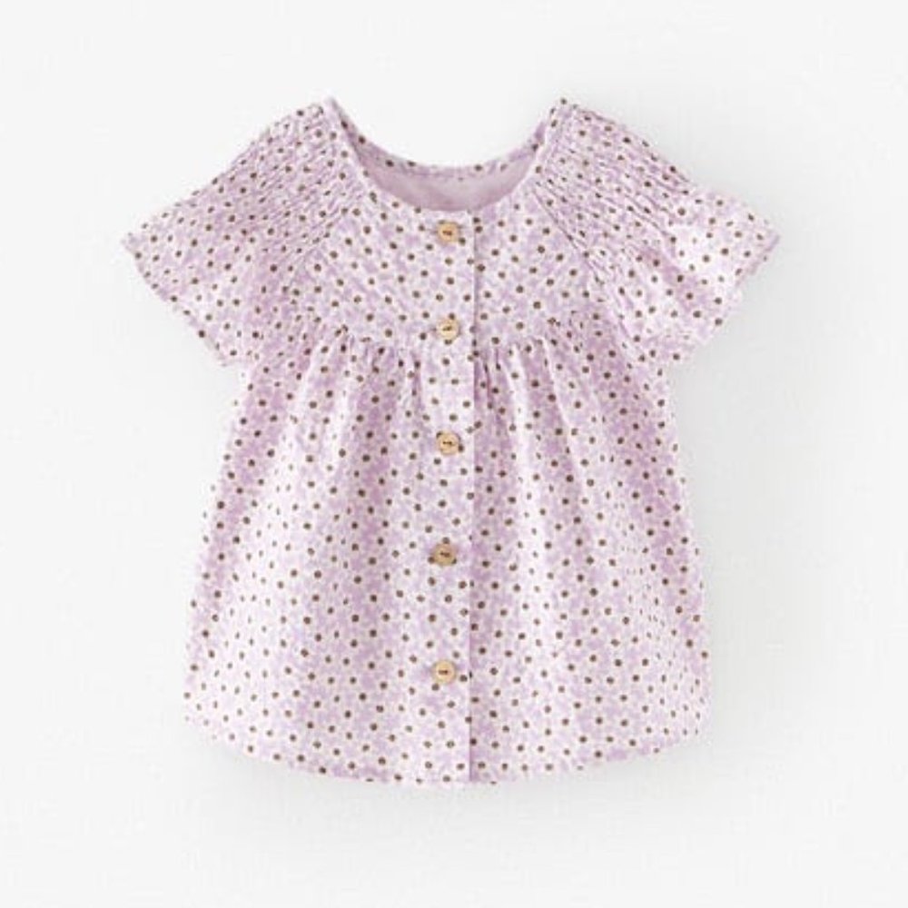 One left! - Zara Mauve Floral Shirt